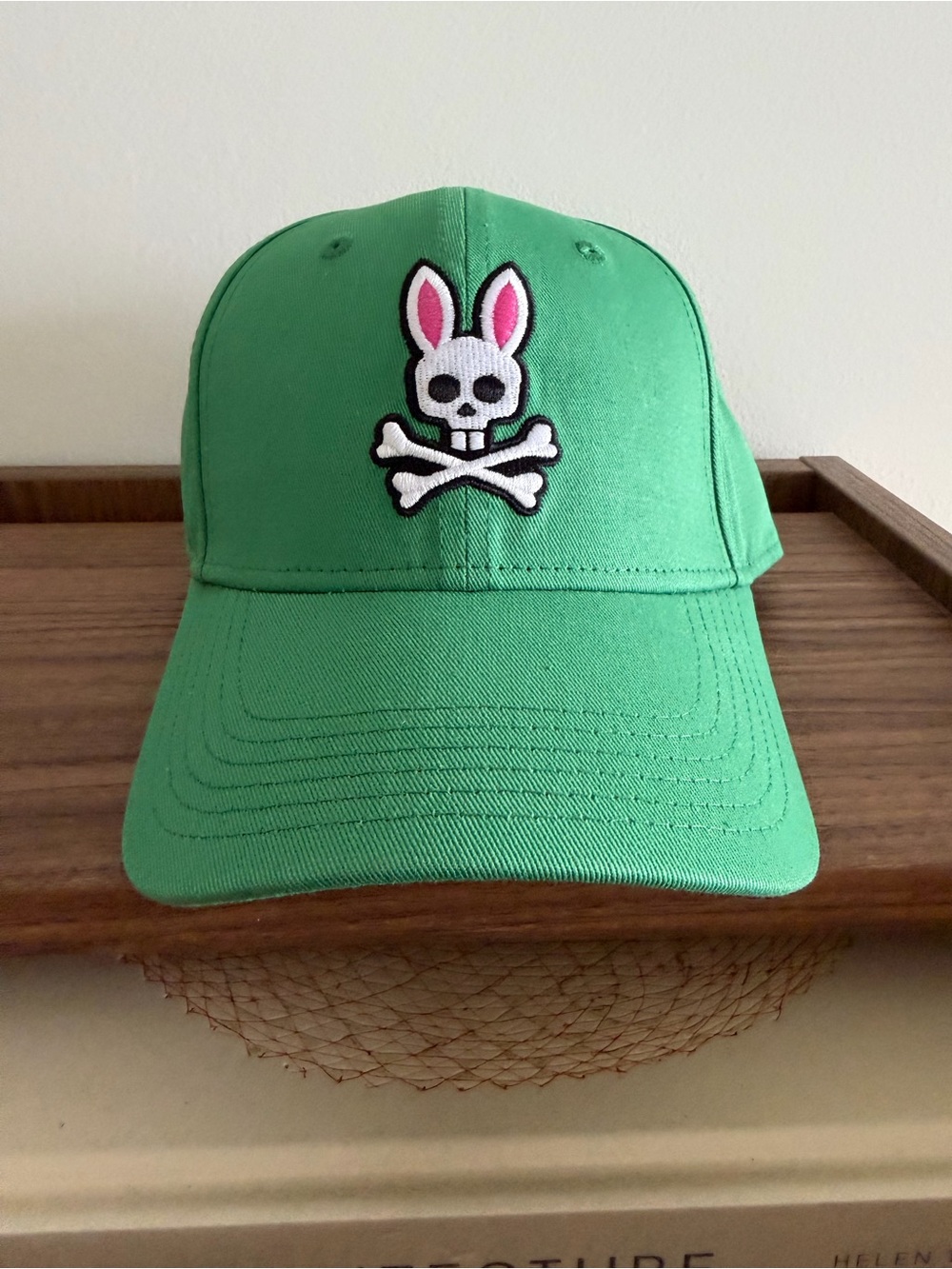 Psycho Bunny Green Embroidered Skull & Crossbones Baseball Cap One Size New